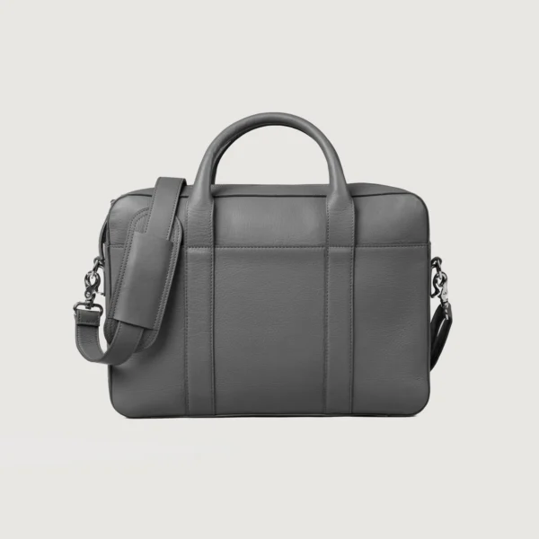 The Captain Grey Leather Briefcase - Image 11