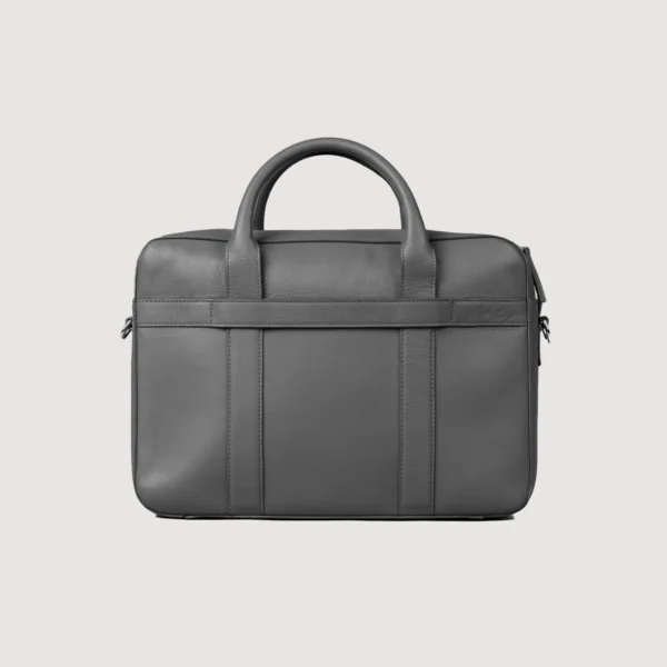 The Captain Grey Leather Briefcase - Image 8
