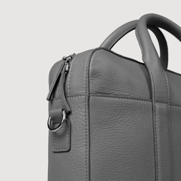 The Captain Grey Leather Briefcase - Image 4