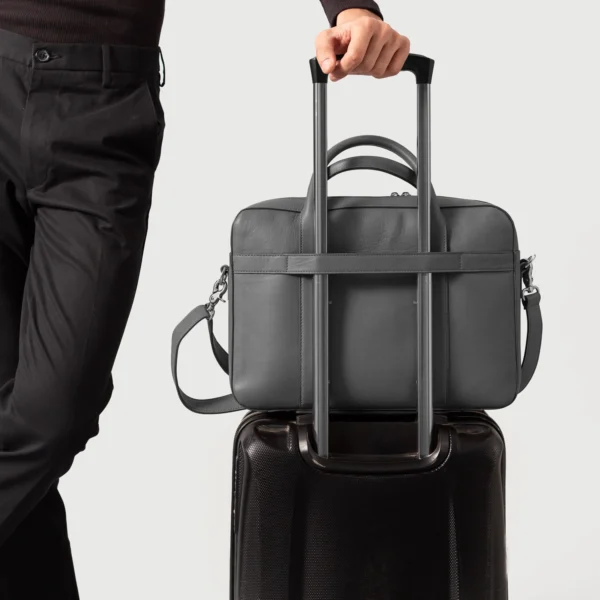 The Captain Grey Leather Briefcase - Image 2