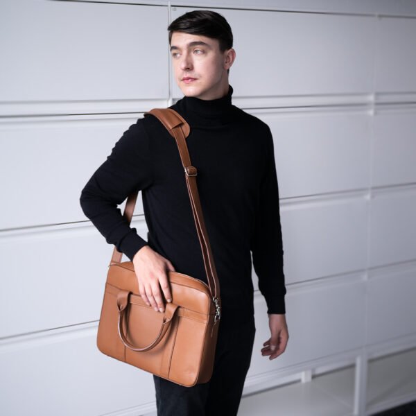 The Captain Brown Leather Briefcase - Image 10