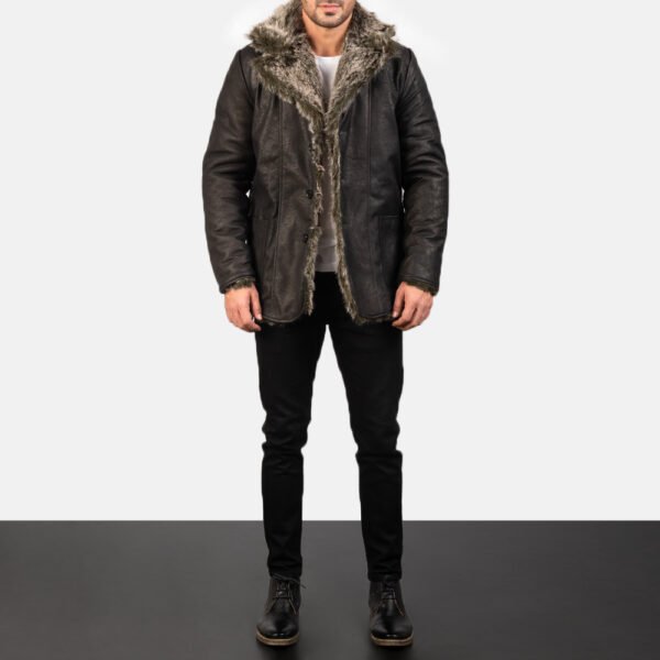 Furlong Black Leather Coat - Image 6