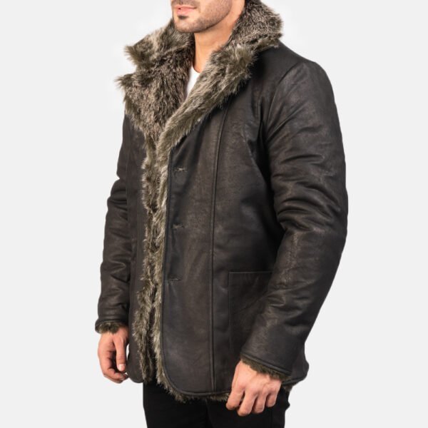 Furlong Black Leather Coat - Image 5