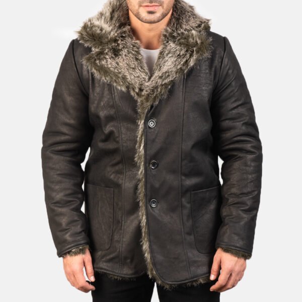 Furlong Black Leather Coat - Image 3