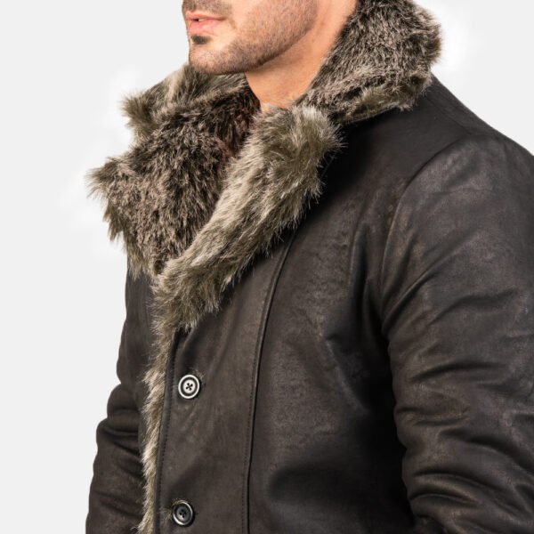 Furlong Black Leather Coat - Image 2